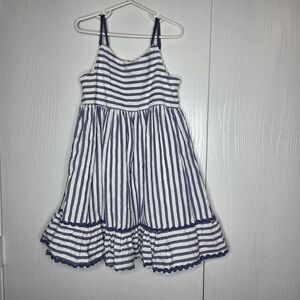 Tahari Navy and White Striped Sundress for Kids-Size 7